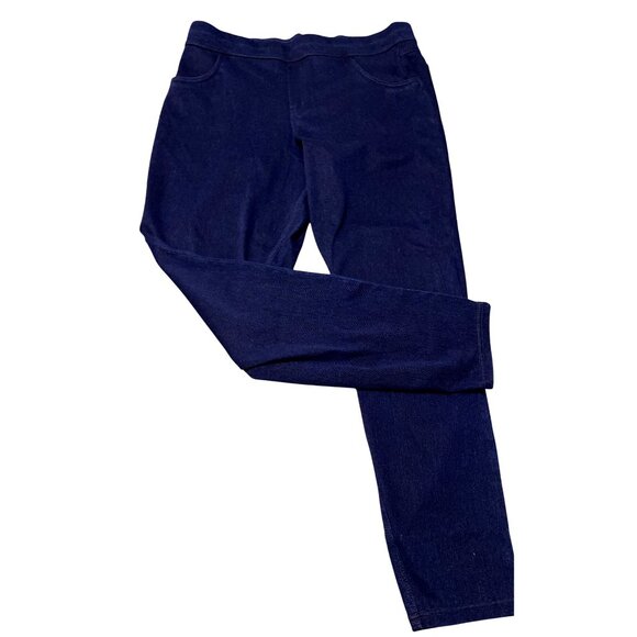 Hue Yoga Stretch Denim Leggings XL Wide Waistband With Pockets Looks Like Jeans - Picture 1 of 4